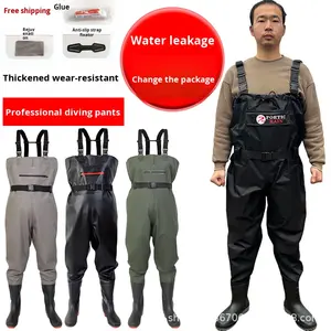 Pantalons de pêche en nylon imperméable épais et durable pour hommes et femmes avec chaussures d'eau et fermeture éclair - Product Image 3