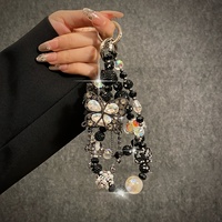 Colgante para Teléfono, Cordón de Muñeca para Teléfono, Colgante de Mariposa con Diamantes de Imitación, Llavero para Bolso, Joyería de Moda para Mujer, Accesorio Gótico Vintage