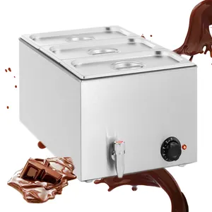 Baja Tahan Karat Kualitas Tinggi Komersial Panas Kering Cokelat Melter Tabletop 3 Mangkuk Mesin Pemoles Cokelat