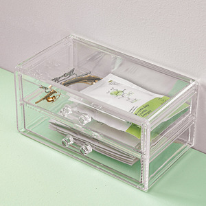Bán Hot 2 Drawer Acrylic Đồ Trang Sức Và Trang Điểm Organizer Rõ Ràng Mỹ Phẩm Organizer Vanity Lưu Trữ Hiển Thị Hộp - Product Image 2