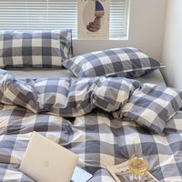Literie imprimée en coton délavé, ensemble de literie avec drap de lit, couleur unie, 100% coton