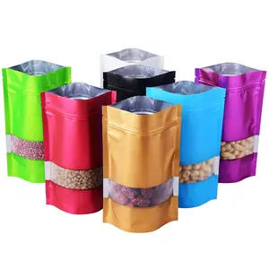 Emballage personnalisé et sac de nourriture pour chat en plastique imprimé de logo sac d'emballage pour extension de cheveux zip-lock debout avec fenêtre transparente