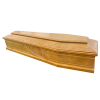 Ataúd de Madera Maciza con Corona de Espinas de Jesús Tallada, Acabado Brillante, Ataúd de Madera para Adultos