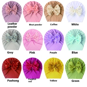 Gorro Turbante Elástico para Bebé con Lazo Floral 48-50cm, Gorro Informal de Verano Unisex para Bebé, 100% Poliéster - Product Image 3