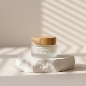 Envase de Crema Facial Cosmética de 30ml 50ml 100ml, Frasco de Vidrio Esmerilado con Tapa de Bambú - Product Image 3