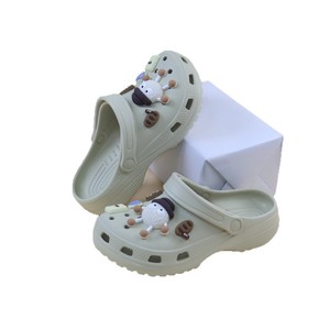 รองเท้าแตะแบบสวมสำหรับผู้หญิงของ Crocs สีเบจ ส้นสูง 3 ซม. กันลื่น ปิดนิ้วเท้า รองเท้าแตะสำหรับฤดูร้อน ไซส์ 24-45 พื้นรองเท้าแบบฉีดขึ้นรูป - Product Image 5
