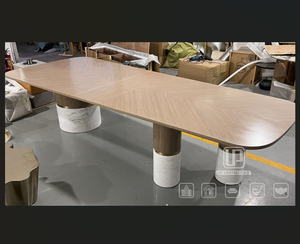High Quality Italian Style Wood Dining <b>Table</b> <b>Marble</b> Base Dining <b>Table</b> <b>Set</b> 6 Seater Dining <b>Tables</b> - Product Image 1