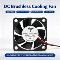 Kompakt 45mm 45*45*10mm Soğutma Fanı 4510 DC Fırçasız 24V 12V 5V Düşük Gürültülü Kovanlı Rulmanlı DC Fırçasız Aksiyal Fan
