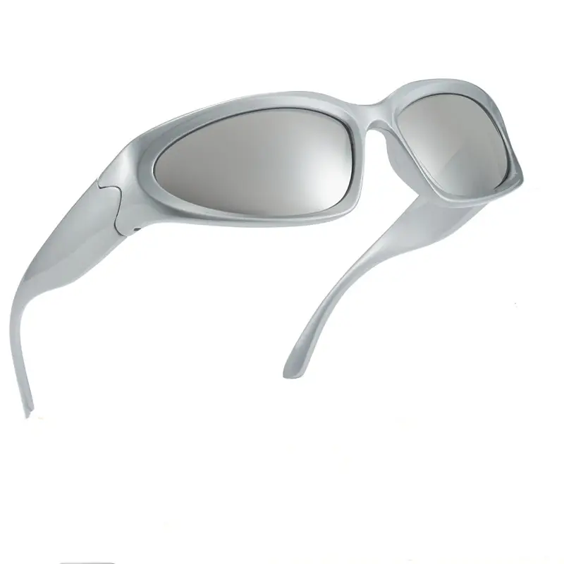 ห่อรอบแว่นกันแดดแฟชั่นสำหรับผู้ชายผู้หญิงอินเทรนด์อย่างรวดเร็วรูปไข่มืดอนาคตแว่นกันแดดเฉดสีแว่นตา