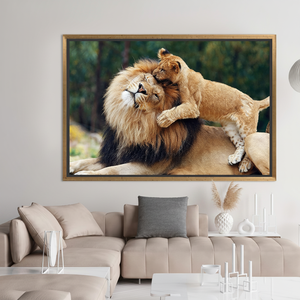 Lion <b>Canvas</b> Print: Wild Animal Tempered Glass <b>Wall</b> Art,GOLD FRAMED <b>CANVAS</b> - Product Image 3