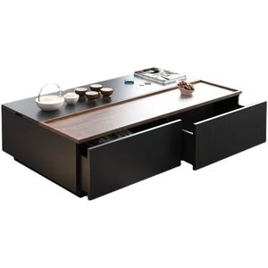 Tavolino <span class=keywords><strong>da</strong></span> Caffè Moderno Nero con Doppio Cassetto e Piano Scorrevole - Product Image 3