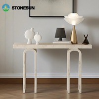 Table console en marbre StoneSun, mobilier moderne pour salon, table de chevet, étagère, tables consoles en travertin