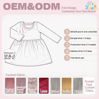 Robe Romantique Unie à Manches Longues pour Petites Filles, Col Rond, Taille Empire, Jupe Évasée, Service Personnalisé pour Tenues de Fête et Événements pour Enfants