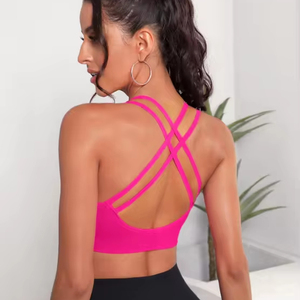 Reggiseno Sportivo da Donna Antiurto <span class=keywords><strong>Sexy</strong></span> con Schiena Scoperta Top Sportivo Traspirante per Fitness Corsa Palestra Canotta Senza Cuciture alla Moda Imbottita - Product Image 4