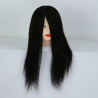Tête de mannequin en cheveux humains chinois 100% réels, support pour coiffure, formation en cosmétologie, coiffage, tressage (45 cm), noir naturel