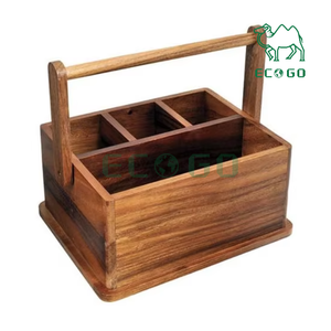 Caja de té de bambú con 4 compartimentos y caja de té de madera agarrada con tapa acrílica con asa - Product Image 2