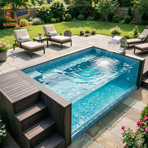 Piscine hors sol rectangulaire en fibre de verre de 5 pieds de profondeur pour adultes, avec paroi en verre acrylique épais, garantie 30 ans - Product Image 3