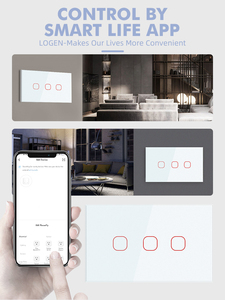Cnskou SAA CB Mỹ thủy tinh không có trung tính 1/2/3/4 băng đảng interruptor inteligente Wifi tuya <span class=keywords><strong>Google</strong></span> Alexa tuya EweLink tường chuyển đổi - Product Image 3