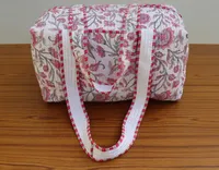 Sac de voyage de luxe en coton imprimé au bloc, fait main, avec fermeture éclair, lavable, pour la plage, la nuit, les courses et le marché