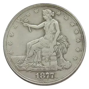卸売ヴィンテージコインUS 1877 P/CC/Sトレードダラーシルバーメッキレプリカ装飾記念コイン