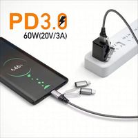Câble de données USB à charge rapide PD 66W Type C vers Type C en nylon tressé 5 en 1 à bon prix