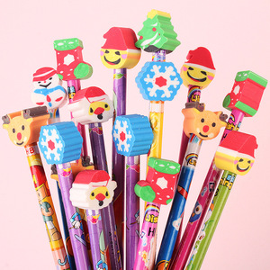 Pensil HB Kreatif untuk Anak Desain Kartun Alat Tulis Kayu Multiwarna Hadiah Pensil Standar dengan Kepala Karet - Product Image 2