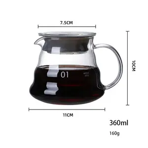 360ml Borosilicate Glass Handmade Coffee Kettle With Lid Tea Pot 60V French Drip Coffee Server