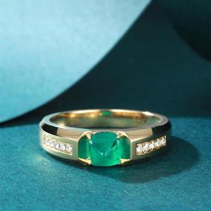Anillo Pan de Azúcar Esmeralda Natural de <span class=keywords><strong>1</strong></span> <span class=keywords><strong>Quilate</strong></span> - Estilo Unisex con Oro de 10K y Diamantes Naturales - Product Image 3