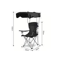 Chaise de camping pliable avec auvent, table d'accoudoir, chaise de plage portable avec pare-soleil pour le camping, la pêche, le barbecue, le pique-nique