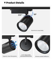 Projecteur LED sur rail haute puissance Qisen 2 fils 35W 45W 50W avec réflecteur chromé COB LED pour les fournisseurs d'installations industrielles
