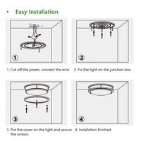 En stock Plafonnier LED encastré dimmable 12 pouces 24W en nickel brossé pour chambre à coucher, cuisine, bureau