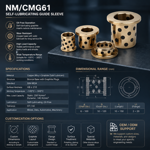 Casquillo guía de grafito con brida DIN9834, sin aceite, resistente al desgaste, de alta resistencia, para uso en troqueles de conformación de metales - Product Image 3