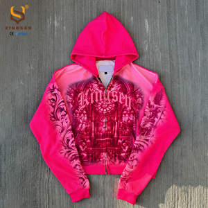 เสื้อฮู้ดดี้โอเวอร์ไซส์ทรงหลวม แบรนด์ OEM สตรีทแวร์ ลายพิมพ์ DTG แบบย้อมสีเอซิด ลุคดิสเทรส ไหล่ตก สำหรับผู้ชาย คอลเลคชั่นฤดูใบไม้ร่วง - Product Image 1