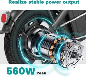 จักรยานไฟฟ้าพับได้โครงเหล็กคาร์บอน มอเตอร์ 560-740 วัตต์ แบตเตอรี่ 48V 10Ah ระยะทาง 32 ไมล์ ความเร็ว 25 ไมล์ต่อชั่วโมง ขนาดล้อ 14 นิ้ว เบรกดิสก์ไฮดรอลิก สำหรับผู้ใหญ่ - Product Image 6