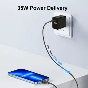 Portable Wall 35W Usb Type C Adapter Travel Pd Qc Mobile Phone Fast Charging Battery For Apple Iphone 14 15 Gan Charger