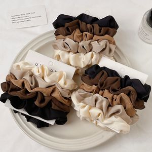 Élastique à cheveux élégant en satin style coréen, accessoire <span class=keywords><strong>de</strong></span> luxe haut <span class=keywords><strong>de</strong></span> gamme français, ensemble <span class=keywords><strong>de</strong></span> cinq couleurs, en tissu, pour femmes et enfants - Product Image 1