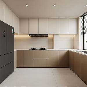 Cuisine modulaire en MDF et contreplaqué de conception moderne, fabriquée en Chine, armoires de rangement, ensemble de cuisine complet personnalisé pour les projets de villas et d'hôtels - Product Image 3