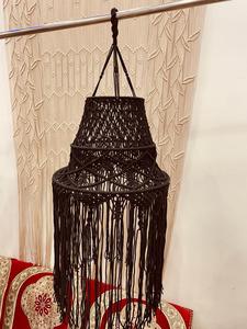 Panier suspendu en macramé noir, pot de fleurs suspendu en corde tressée, abat-jour, décoration bohème pour la maison - Product Image 1