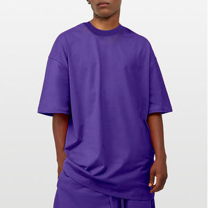 T-shirt in puro cotone 2026, pesante e ampia, da <span class=keywords><strong>uomo</strong></span> e da donna, estiva, stile streetwear, con spalle scoperte - Product Image 2