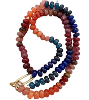 Collier fermoir mousqueton en pierre naturelle pour femme Chaîne à maillons classique avec cordon de soie réglable en forme de boule pour cadeau
