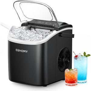 Euhomy Countertop Ice Maker 26lbs 24hrs 9 <b>Cubes</b> 6mins Auto Cleaning Portable Euhomy Countertop Ice Maker Machine With Handle 26l - Product Image 1