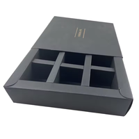 Boîte à Truffes au Chocolat Vide DIY 9 Pièces en Carton Rigide Noir, Design Moderne et Élégant, Lamination Mate, Logo Gaufré, Auto-érection