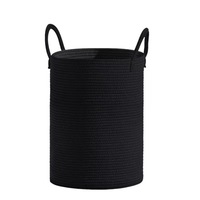 Grand panier à linge en corde de coton tissée avec poignées, panier de rangement décoratif pour vêtements et jouets