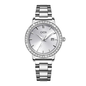 Reloj de cuarzo para mujer de acero inoxidable, calendario, resistente al agua, de alta gama, venta al por mayor. - Product Image 1
