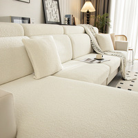 Housse de canapé en polyester/coton moderne antidérapante élastique en polaire teddy épaissie paquet complet canapé trois places une chaise longue