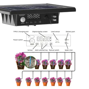 Làm vườn hệ thống thủy lợi DIY Tự tưới cây và năng lượng mặt trời tưới nhỏ giọt Kit vườn ban công