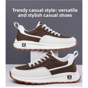 Men's Chunky Platform Sneakers - Lace-Up Leather Casual Walking Shoes with Non-Slip Sole - Product Image 6