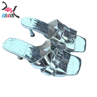 Nouvelles sandales d'été à talons hauts pour femmes, style africain, à semelle épaisse, avec nœud et strass, en PU, pour le commerce international