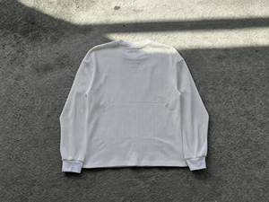 Custom Streetwear Round Neck Embroidery Print Crop Top Waffle Knit <b>Thermal</b> Distressed Acid Wash T-shirt Long Sleeve t Shirt <b>Men</b> - Product Image 3