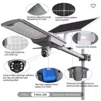 Caméra de surveillance intégrée à énergie solaire IP66 en aluminium avec éclairage LED pour rue, surveillance à distance et interphone bidirectionnel pour routes